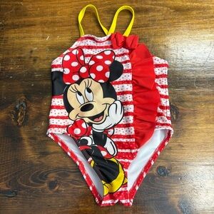 Disney Red And White Minnie Mouse One Piece Swimsuit Size 18 Months